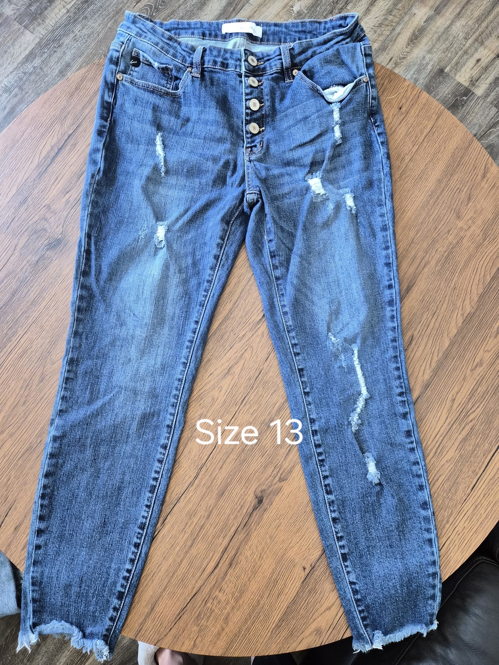 KanCan Distressed Blue Skinny Jeans with Frayed Hem